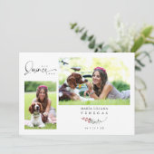 Invitation Quinceañera Branches Rouge tendance Español 2 Phot (Debout devant)