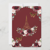 Invitation Quinceañera Burgundy Blush Floral Paris Butterfly (Dos)