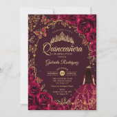 Invitation Quinceanera Burgundy Gold (Devant)