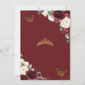 Invitation Quinceañera Burgundy Ivory White Floral Butterfly (Dos)