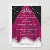 Invitation Quinceanera Burgunky rose flocon de neige Robe d'a (Dos)