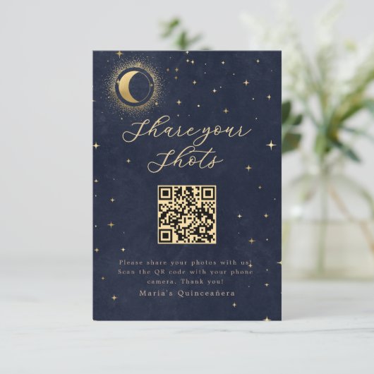 Invitation Quinceanera céleste bleu nuit (Debout devant)