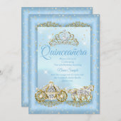 Invitation Quinceanera Cendrillon bleu conte de fées Carriage (Devant / Derrière)