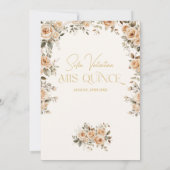 Invitation Quinceañera Champagne Gold Floral Gown Princesse (Dos)