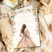 Quinceañera Champagne Gold Floral Gown Princesse