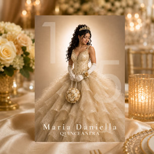 Invitation Quinceañera Champagne Or Ivory