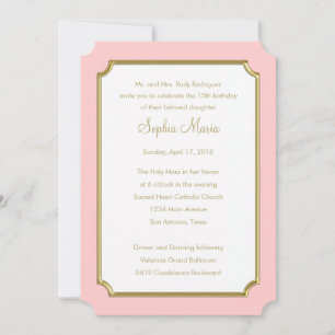 Invitation Quinceanera changez rose en n'importe quelle bordu
