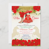Invitation Quinceañera Charro Rouge Or (Devant)