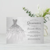 Invitation Quinceanera Chic Silver Dress sur Silver Party (Debout devant)