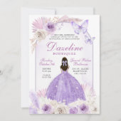 Invitation Quinceanera chic violet Boho (Devant)