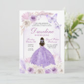 Invitation Quinceanera chic violet Boho (Debout devant)