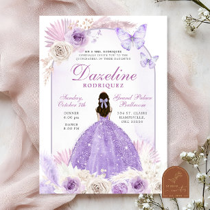 Invitation Quinceanera chic violet Boho