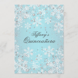 Invitation Quinceañera Ciel de Neige Bleu Hiver