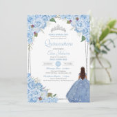 Invitation Quinceanera Cinderella Princess Blue Rose Annivers (Debout devant)