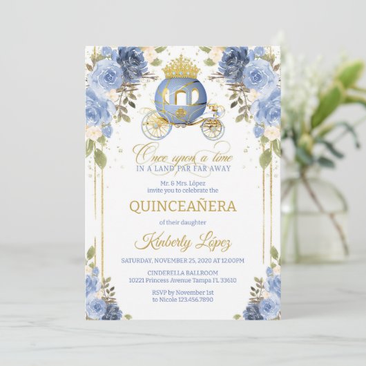 Invitation Quinceanera Cinderella Princess Carriage (Debout devant)