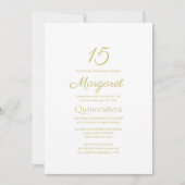 Invitation quinceañera classique blanc et doré (Devant)