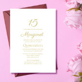Invitation quinceañera classique blanc et doré