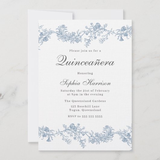 Invitation Quinceanera classique vintage (Devant)