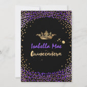Invitation Quinceanera/Confetti/Neon Purple/Princesse/Couronn (Devant)