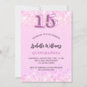 Invitation Quinceanera confetti rose (Devant)