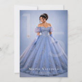 Invitation Quinceañera Conte de Fées Argent Bleu Clair (Devant)