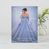 Invitation Quinceañera Conte de Fées Argent Bleu Clair (Debout devant)