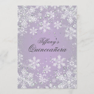 Invitation Quinceañera Contes de Fées Hivernal Flocon de Neig