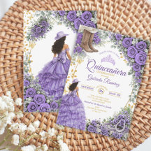 Quinceañera Country Western Roses Lavande Dorées