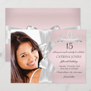 Invitation Quinceanera Couronne de Diamant Rose Ar