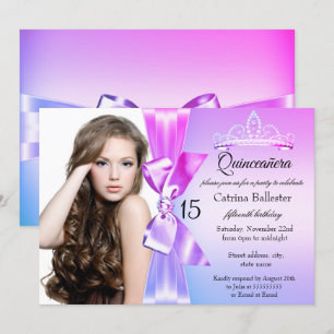 Invitation Quinceanera Couronne de Diamants Rose V