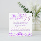 Invitation Quinceanera Couronne de Princesse Viole (Debout devant)