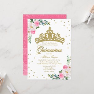Invitation Quinceañera Couronne Espagnole Or Tiara