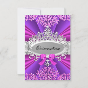 Invitation Quinceanera Couronne/Pourpre & Damassé