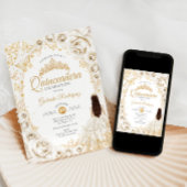 Invitation Quinceanera Cream Gold Floral