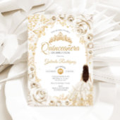 Invitation Quinceanera Cream Gold Floral