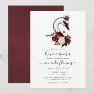Invitation Quinceañera Cygne Floral Aquarelle