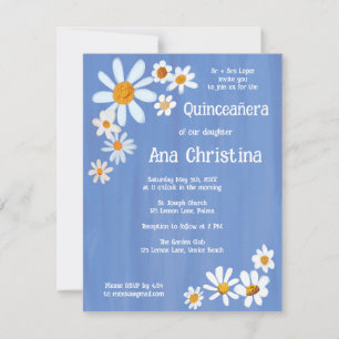 Invitation Quinceañera Daisy Bouquet peint à la main Photo pe