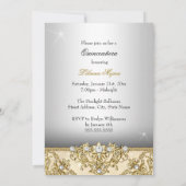 Invitation Quinceanera Damask Perle Or (Dos)