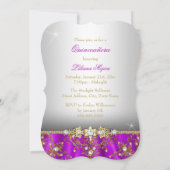Invitation Quinceanera Damask Perle Or Pourpre (Dos)