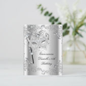 Invitation Quinceanera d'argent 15e anniversaire Masquerade (Debout devant)