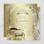 Invitation Quinceanera d'argent et d'or (Devant / Derrière)