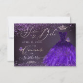 Invitation Quinceanera Date de sauvegarde Papillon Ultra Viol (Devant)