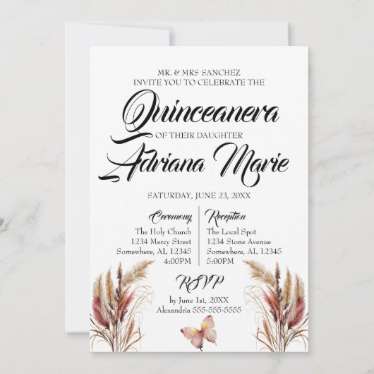 Invitation Quinceanera de Boho Rose (Dos)