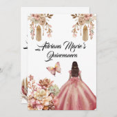 Invitation Quinceanera de Boho Rose (Devant / Derrière)