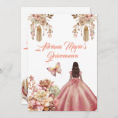 Invitation Quinceanera de Boho Rose (Devant / Derrière)