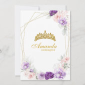 Invitation Quinceanera de couronne royale géométrique violet (Dos)