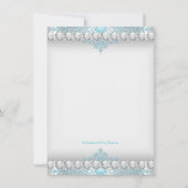 Invitation Quinceanera de diamants turquoise et argent (Dos)