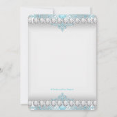 Invitation Quinceanera de diamants turquoise et argent (Dos)