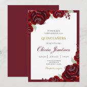 Invitation quinceañera de fleurs de Bourgogne (Devant / Derrière)