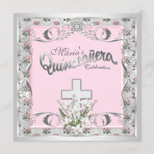 Invitation Quinceanera de la croix de rose